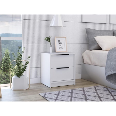 Gfancy Fixtures Stylish Two Drawer Nightstand, White GF3675311
